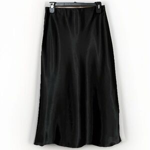 Nicole Miller Satin Black A-Line Skirt